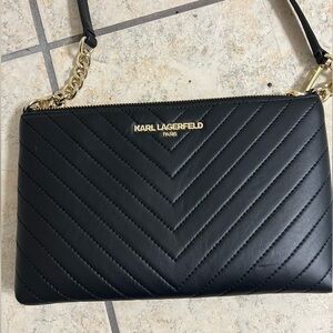 Karl Lagerfeld Paris Leather Charlotte crossbody bag black